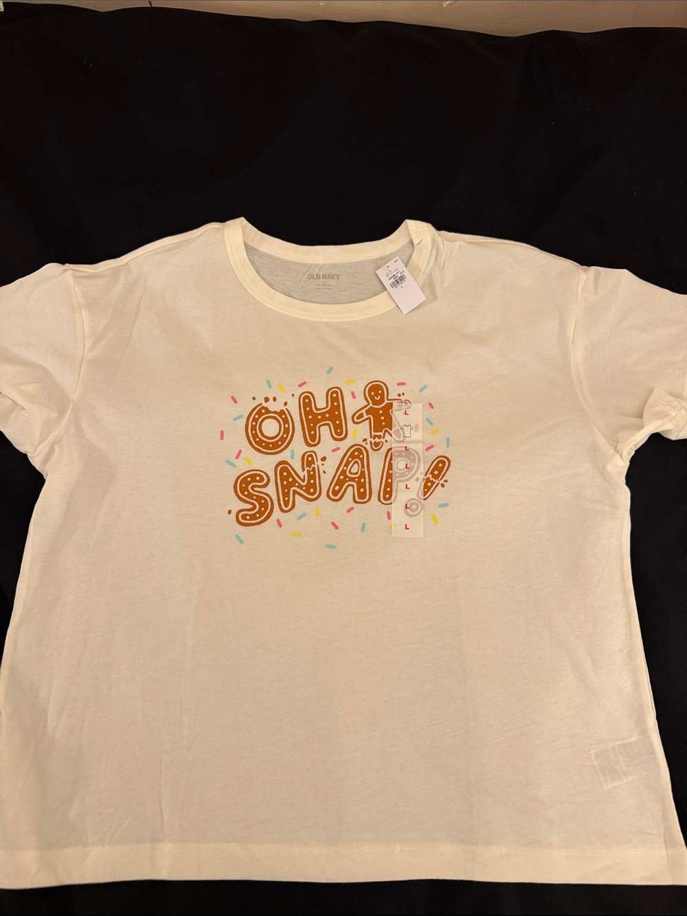 Old Navy Pink and Cream Gingerbread 'OH SNAP' ladies Pajama Set Top L bottom M - Picture 2 of 11